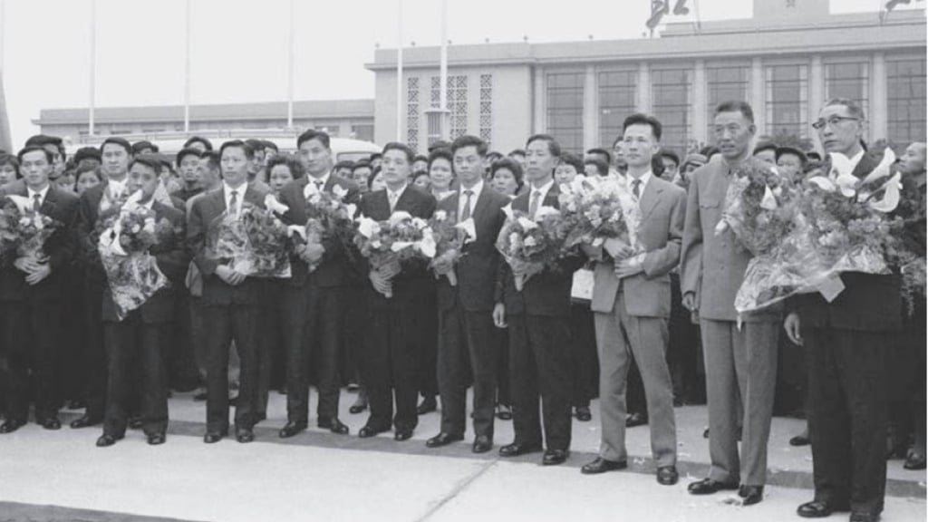 The nine Chinese men imprisoned by the Brazilian dictatorship are seen upon their return to China in 1965. Photo: handout