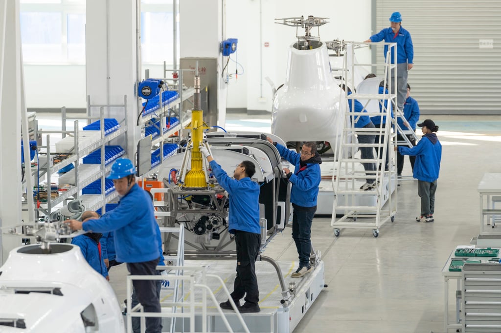 Workers assemble the Boying T1400 at the United Aircraft factory in Harbin, northeast China. The company estimates its production line could produce up to 1,000 units annually. Photo: Xinhua