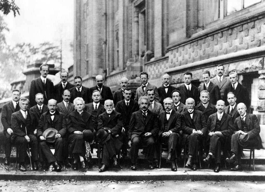 The 1927 Solvay Conference in Brussels was the most iconic meeting in the history of quantum physics, when Albert Einstein (front row, centre) and Niels Bohr (middle row, right) disagreed on the fundamental nature of the emerging field. Photo: Handout The 1927 Solvay Conference in Brussels was the most iconic meeting in the history of quantum physics, when Albert Einstein (front row, centre) and Niels Bohr (middle row, right) disagreed on the fundamental nature of the emerging field. Photo: Handout