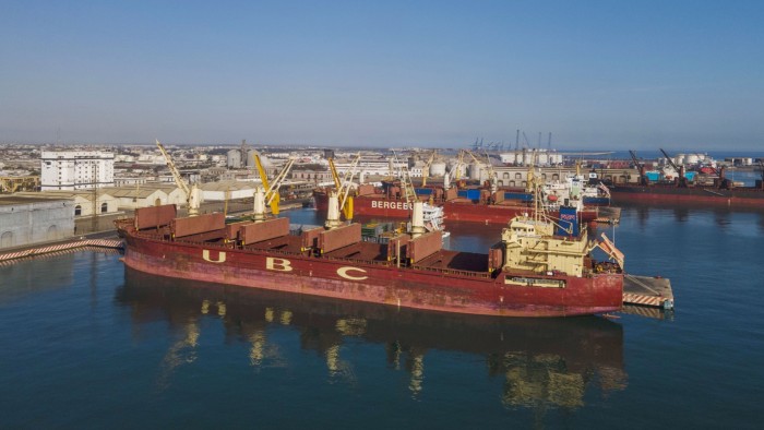 A cargo vessel at the Port of Veracruz in Mexico