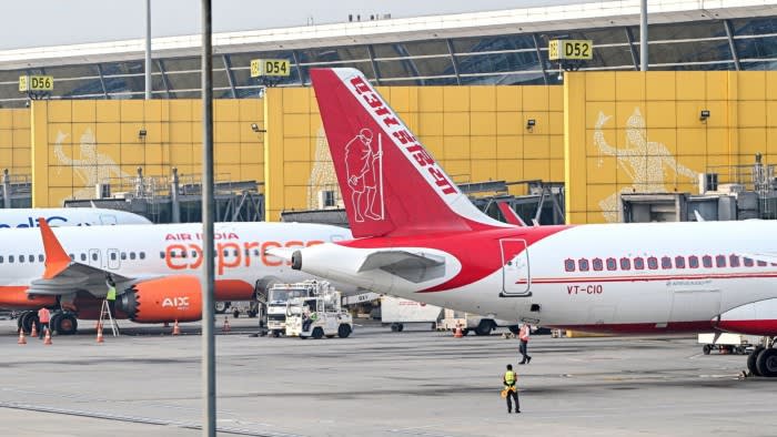 An Airbus A320 aircraft operated by Air India on the tarmac at Indira Gandhi International Airport in New Delhi, India