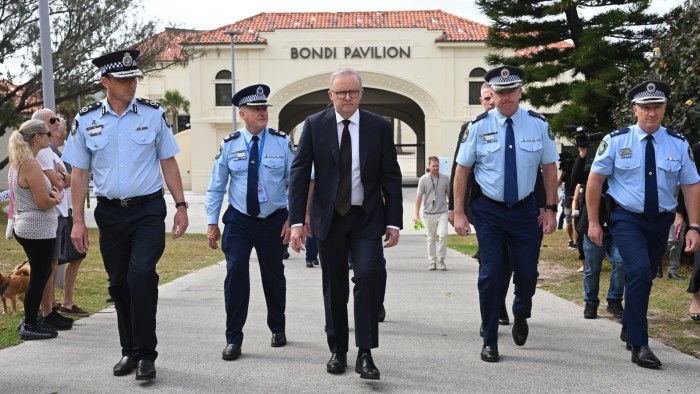 Anthony Albanese visits the Bondi Pavilion where he laid flowers at Bondi Beach in Sydney, Monday, Dec