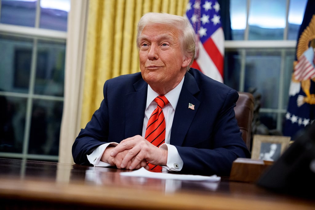 US President Donald Trump in the Oval Office at the White House. His administration is cracking down on all foreign-made drones. Photo: Getty Images/TNS
