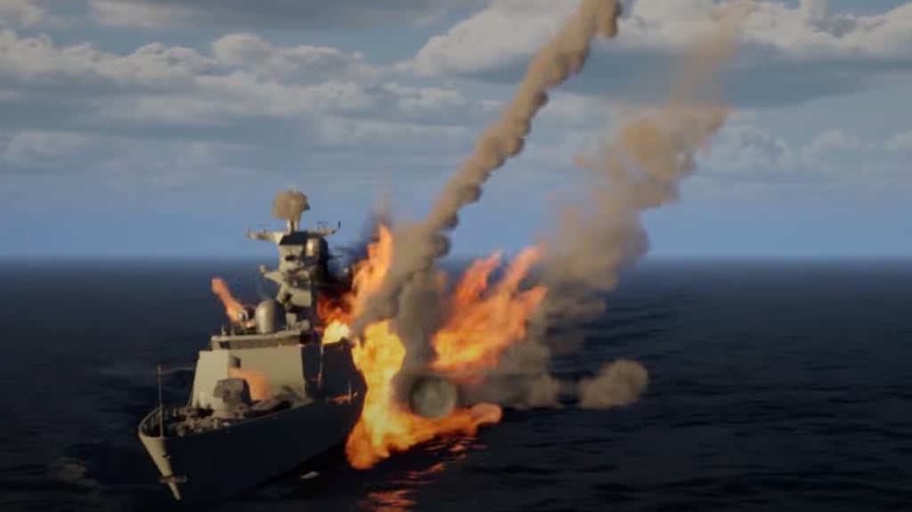 Animation simulates a vessel targeted by a BAE weapon system. Image: Handout