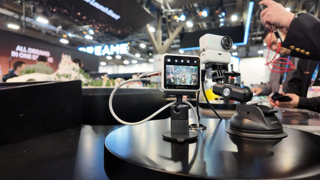 Dreame displays its ultra-compact Leaptic action cameras at the CES trade show. Photo: Wency Chen Dreame displays its ultra-compact Leaptic action cameras at the CES trade show. Photo: Wency Chen