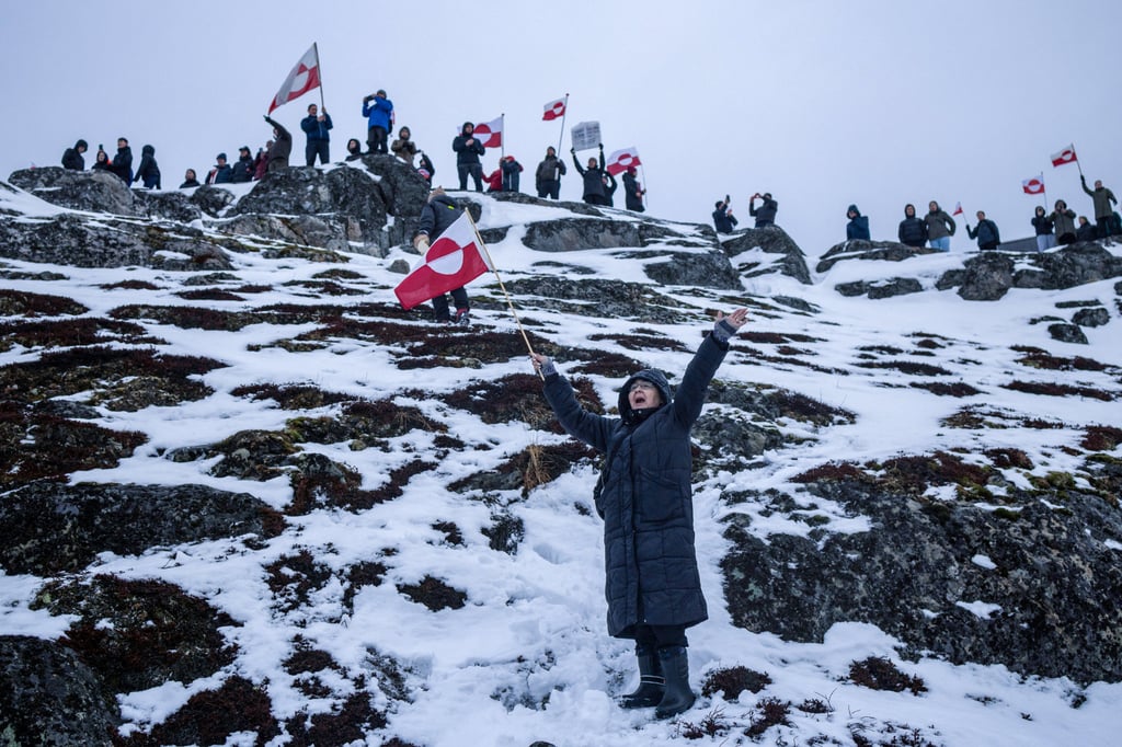 People attend a protest in Nuuk, Greenland, on Saturday against US President Donald Trump’s push for acquiring the autonomous territory from Denmark for America’s use and control. Photo: Reuters