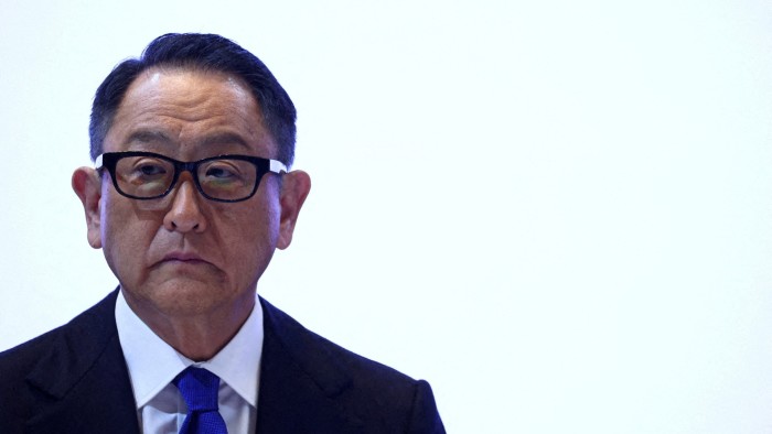 Akio Toyoda speaks at a press conference