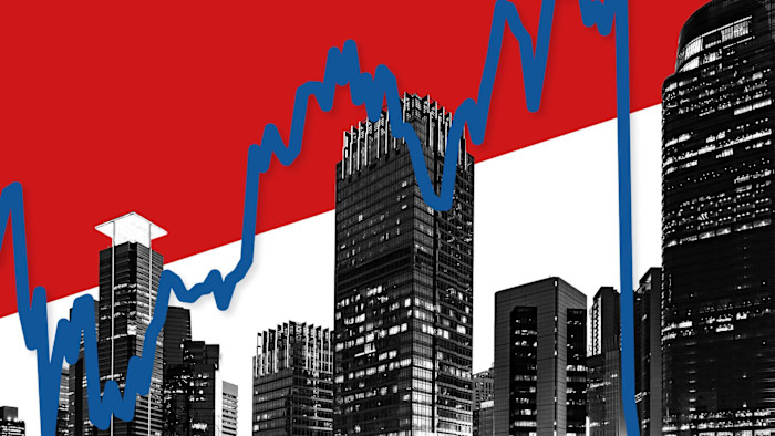 Jakarta business district plus indonesia flag colours