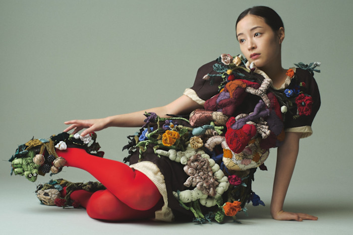 Undercover cotton-mix embellished dress,&nbsp;POA. Tights, stylist’s own