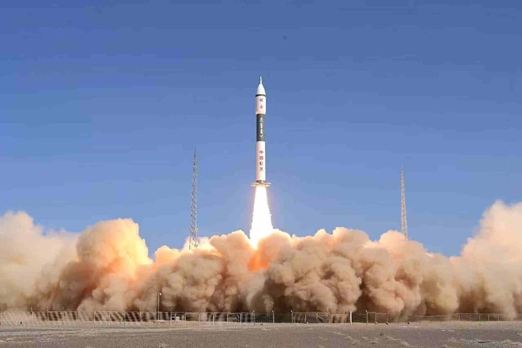 Hukeda-2 lifts off from the Jiuquan Satellite Launch Centre in the Gobi Desert on Monday. Photo: Handout