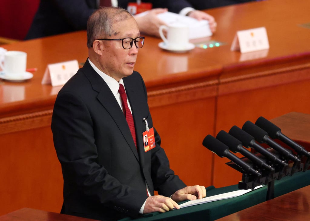 Li Hongzhong, vice-chairman of the National People’s Congress Standing Committee, addresses deputies at the Great Hall of the People in Beijing last Thursday. Photo: Reuters