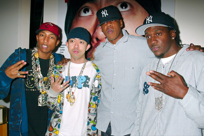 From left: Pharrell Williams and&nbsp;Nigo with&nbsp;Jay-Z and&nbsp;Pusha T in&nbsp;2005