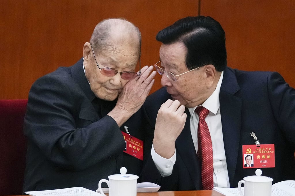 Song Ping (left) and former vice-president Zeng Qinghong at the opening Communist Party’s national congress in Beijing in October, 2022. Photo: Kyodo