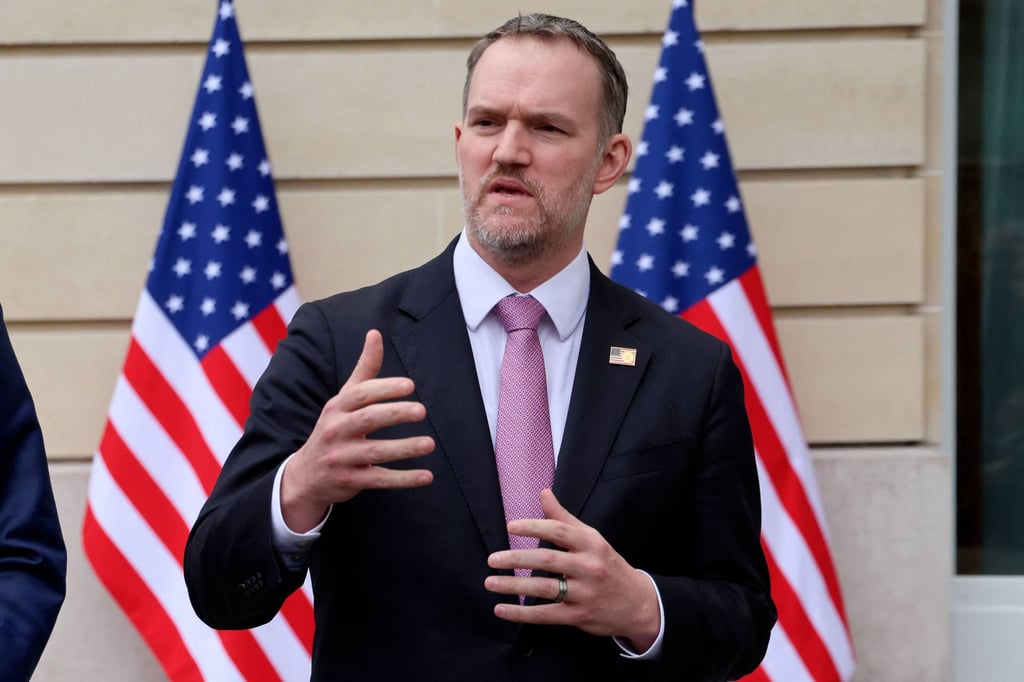 US Trade Representative Jamieson Greer speaks to the press following a new round of trade discussions with Chinese officials in Paris, France, on March 16. Photo: AFP