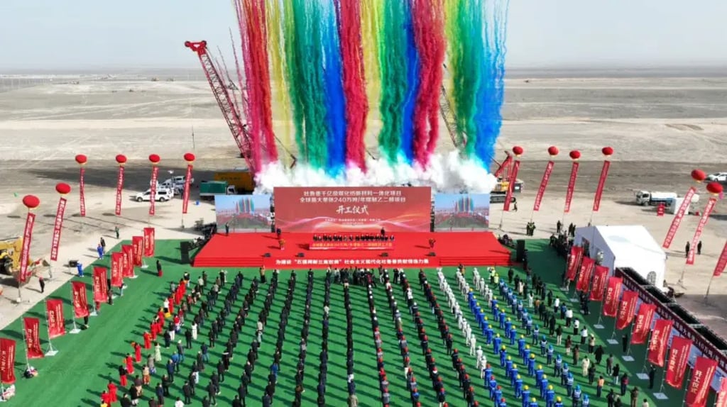 The Turpan prefecture coal-to-ethylene glycol project is expected to produce 2.4 million tonnes per year, according to Xinhua. Photo: CCTV The Turpan prefecture coal-to-ethylene glycol project is expected to produce 2.4 million tonnes per year, according to Xinhua. Photo: CCTV