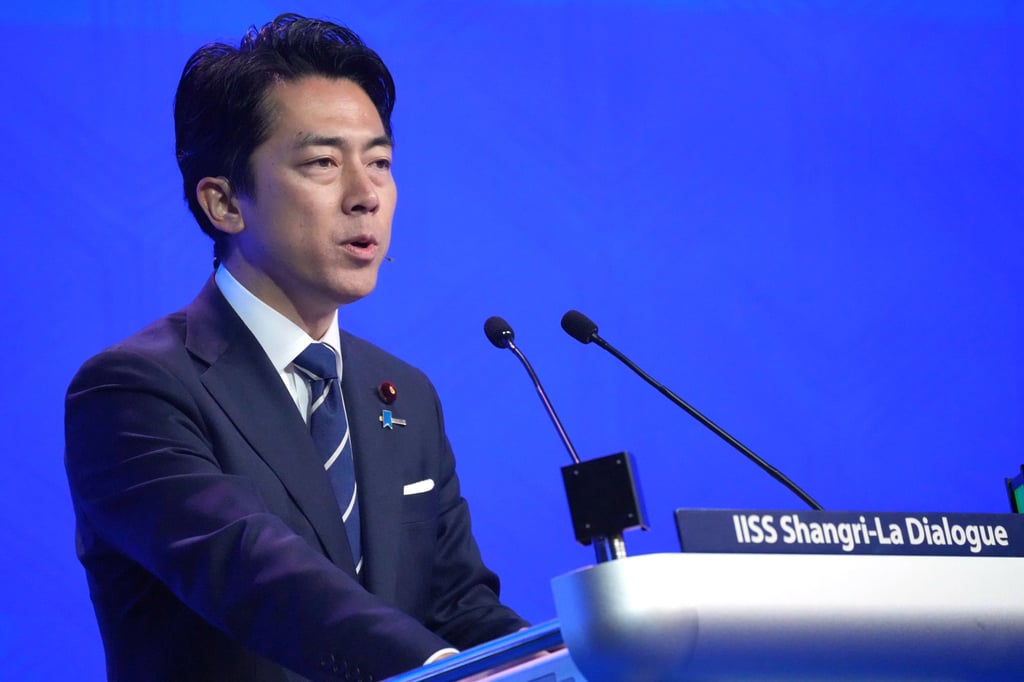 Japan’s Defence Minister Shinjiro Koizumi delivers a speech during the Shangri-La Dialogue in Singapore on May 31. Photo: AP