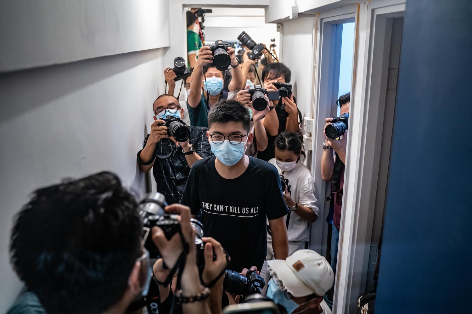 Pro-democracy activist Joshua Wong attends a press conference after being disqualified for his Legislative Council nominations on July 31, 2020 in Hong Kong. (Anthony Kwan/Getty Images)